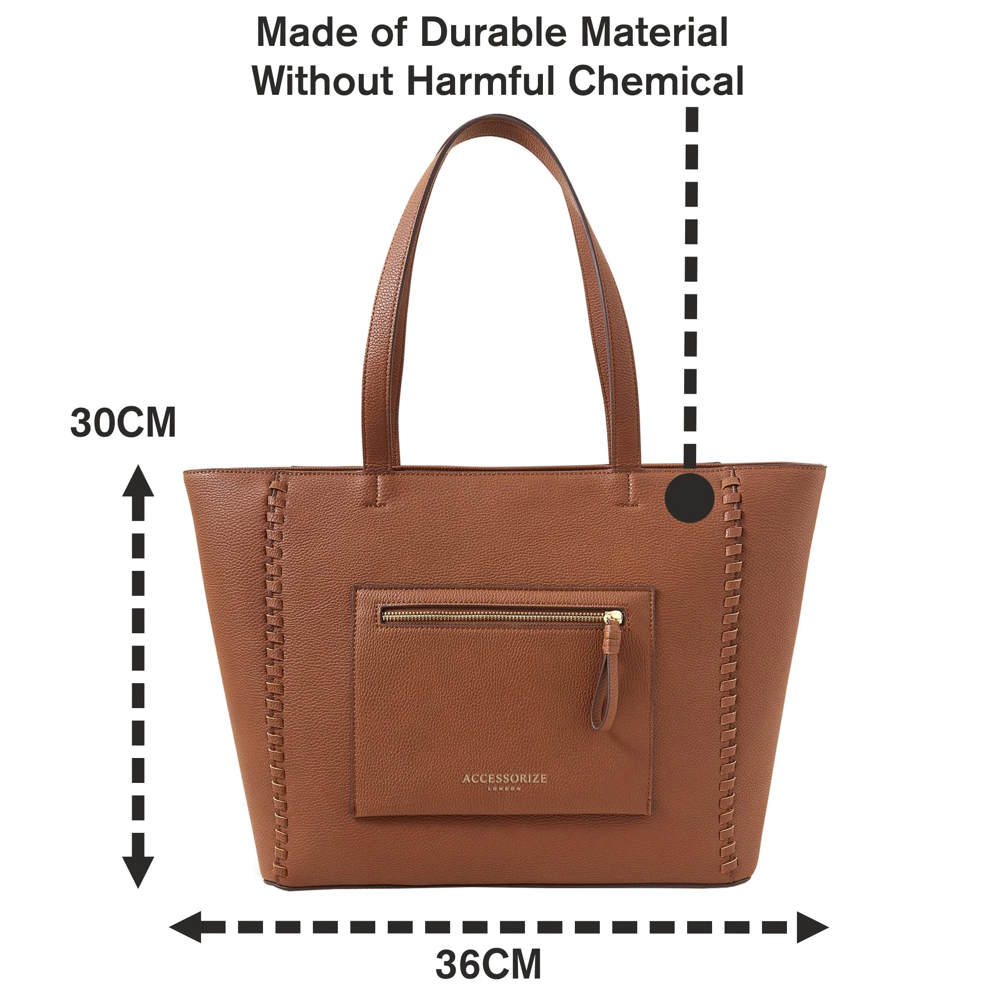 Accessorize London Women's Tan Front Pocket Tote Bag