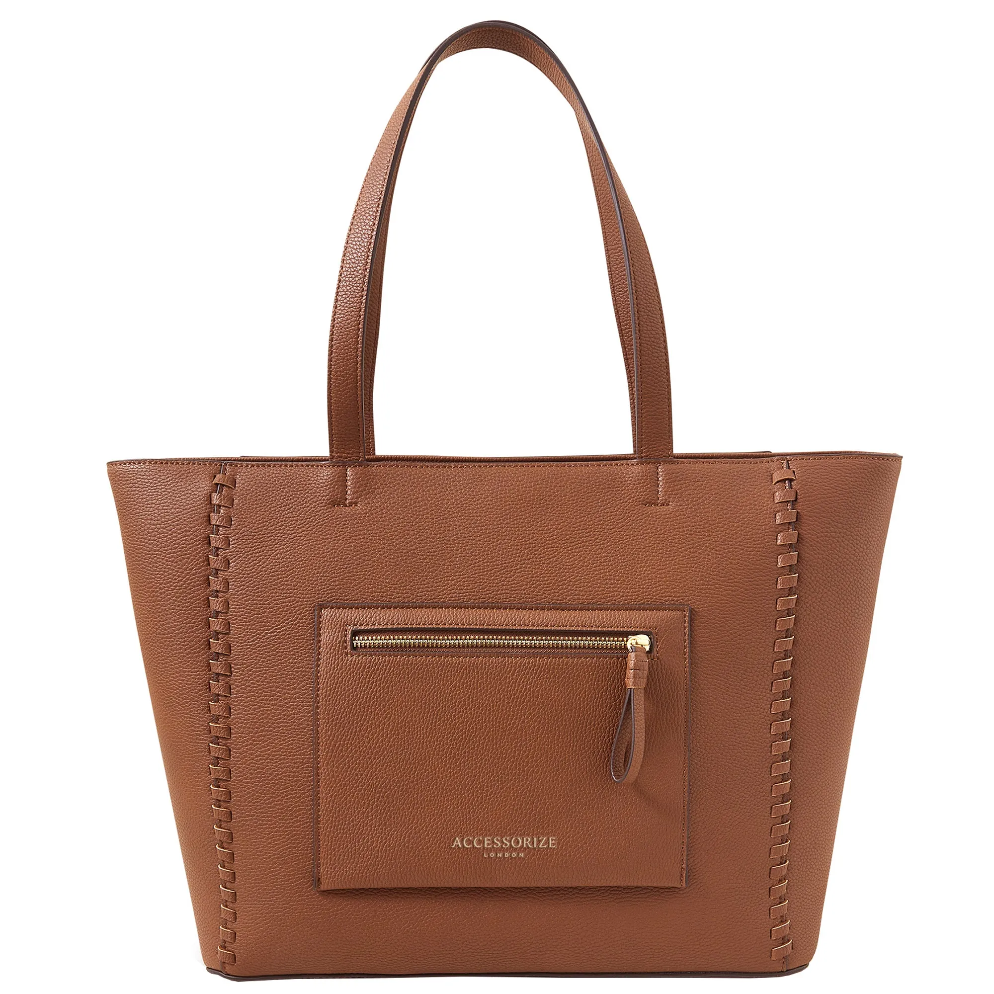 Accessorize London Women's Tan Front Pocket Tote Bag