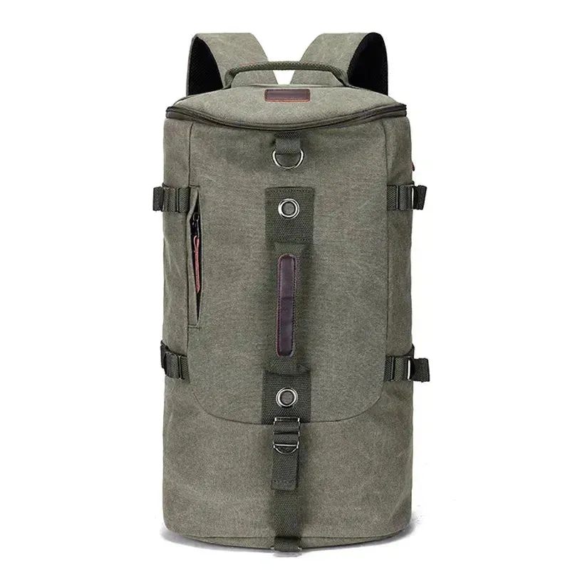 Adventure-Ready Men's Canvas Rucksack Duffle Bag with Shoulder Strap