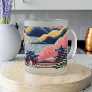 As if made with Chinese embroidery Frosted Glass Mug