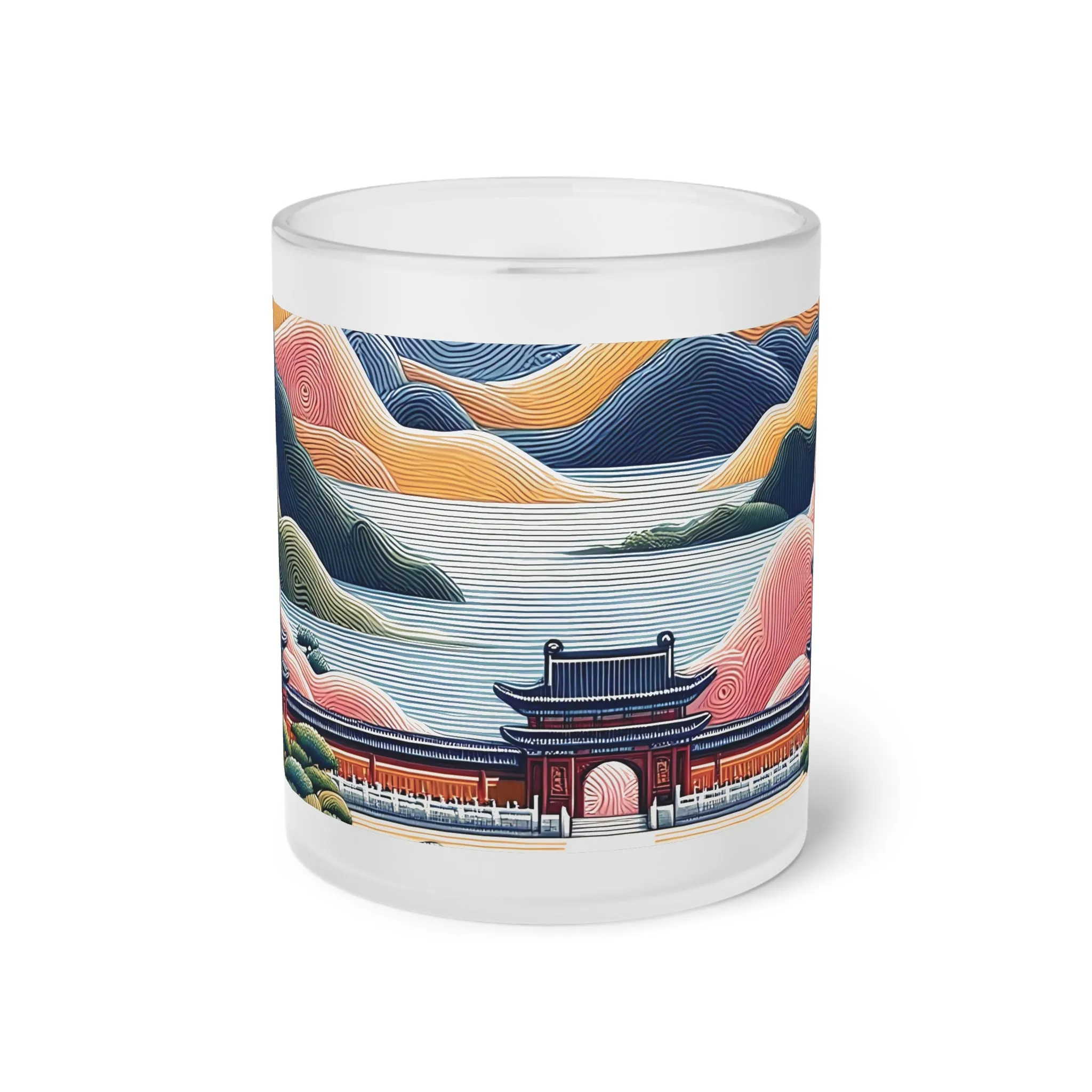 As if made with Chinese embroidery Frosted Glass Mug