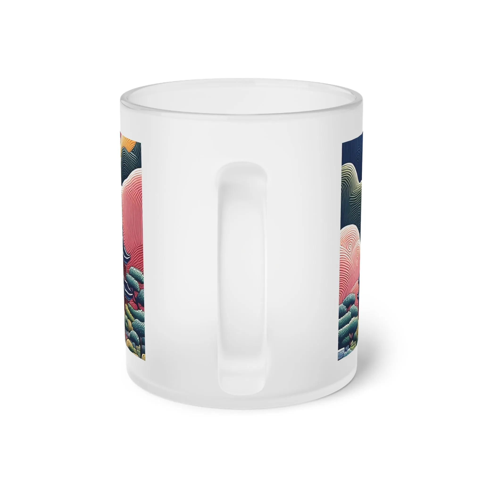 As if made with Chinese embroidery Frosted Glass Mug