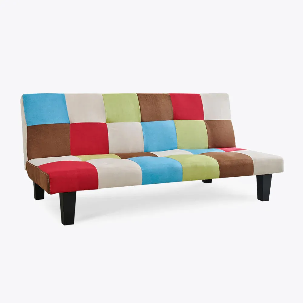 Atlanta Fabric Sofa Bed, Rainbow Patchwork Fabric