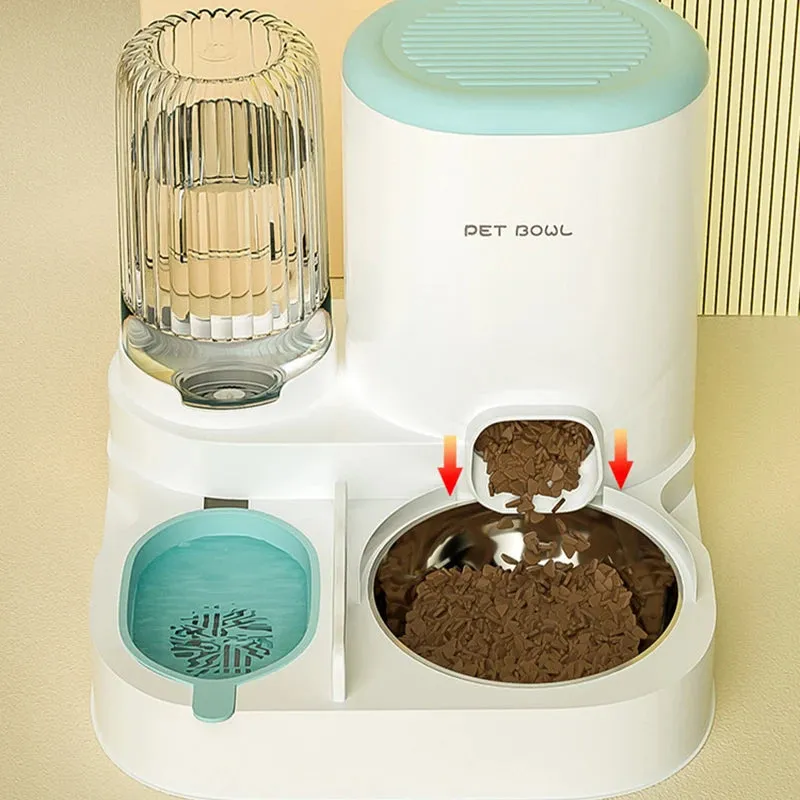 Automatic Cat Feeder with Water Fountain - Large Capacity Food & Water Dispenser