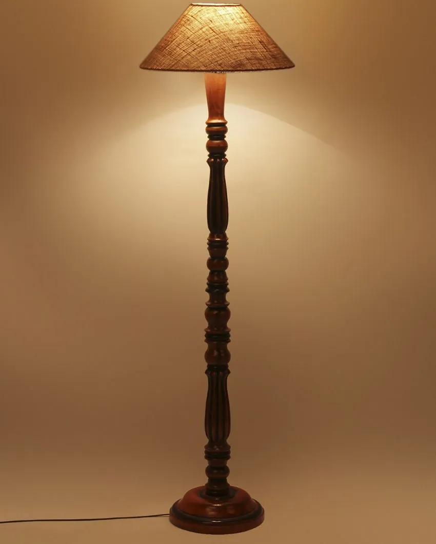 Beige Jute Wooden Floor Lamp | 4 Feet