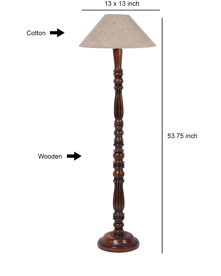 Beige Jute Wooden Floor Lamp | 4 Feet