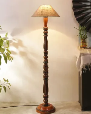 Beige Jute Wooden Floor Lamp | 4 Feet