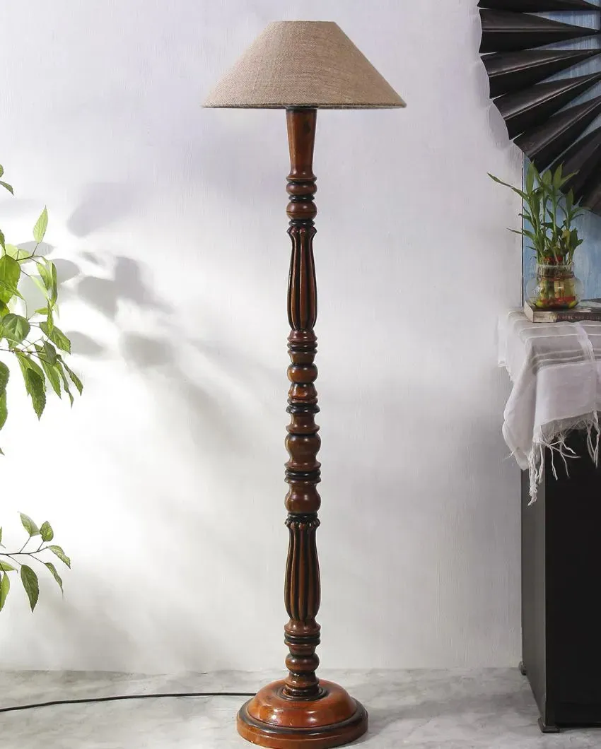 Beige Jute Wooden Floor Lamp | 4 Feet