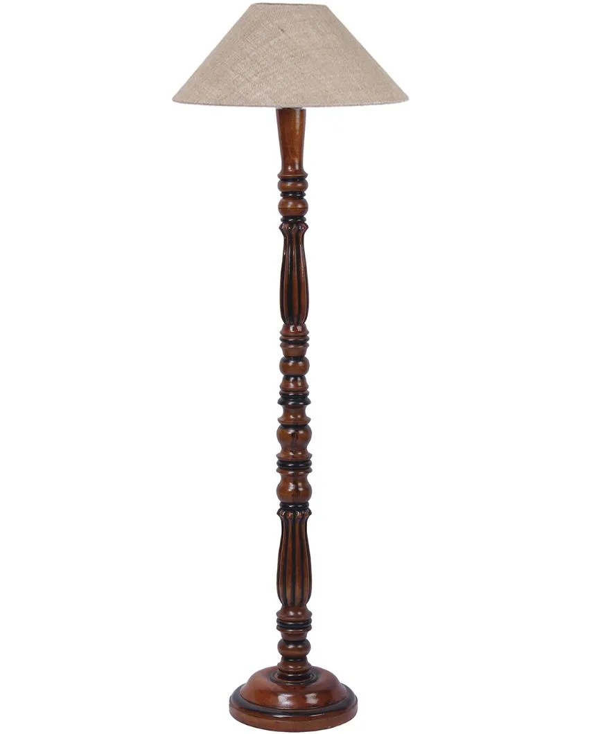 Beige Jute Wooden Floor Lamp | 4 Feet