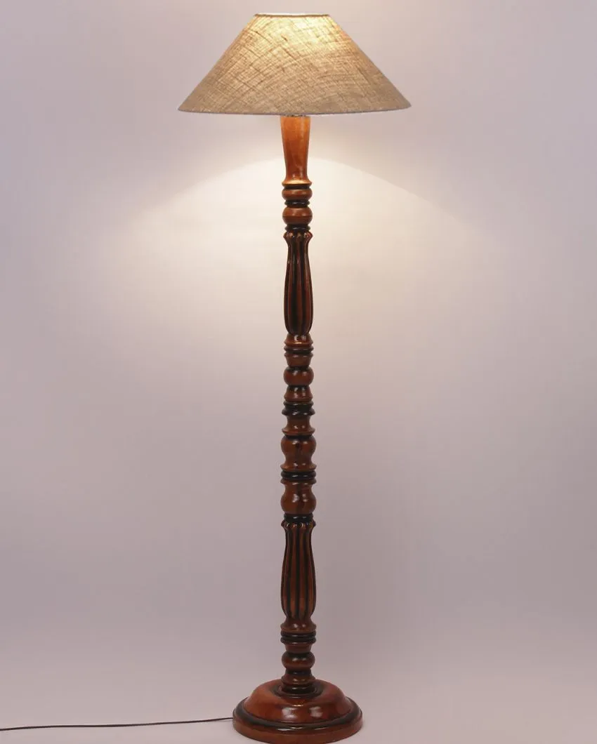 Beige Jute Wooden Floor Lamp | 4 Feet