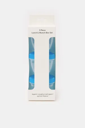 Blue And Clear Lunch & Munch Box Set (3Piece)