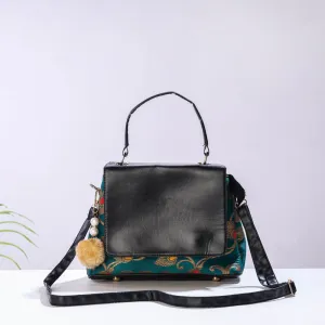 Blue - Handmade Cotton Hand Bag with Keychain