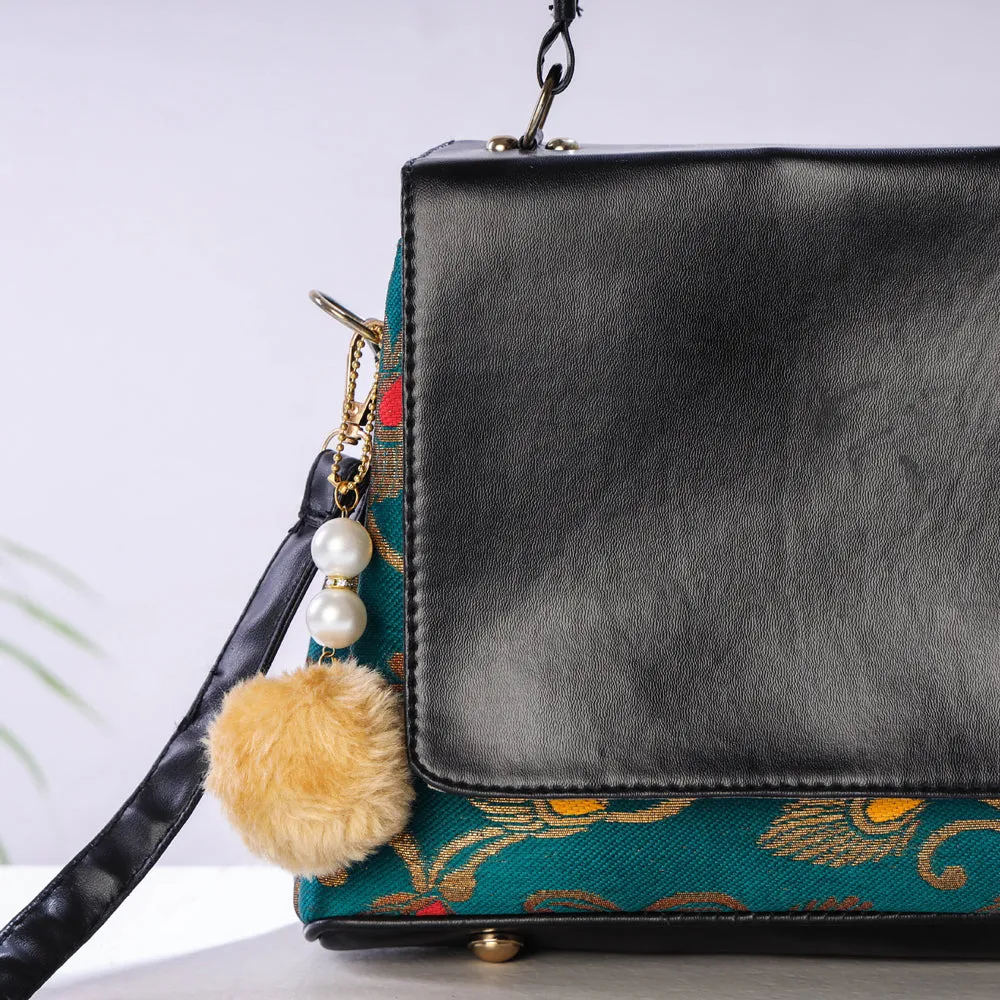 Blue - Handmade Cotton Hand Bag with Keychain