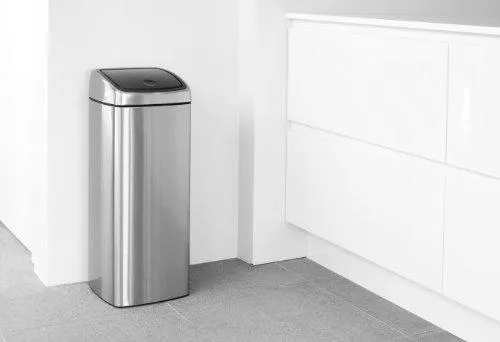 Brabantia Rectangular Touch Bin, 6 Gal / 25L, Matte Steel Finger Print Proof