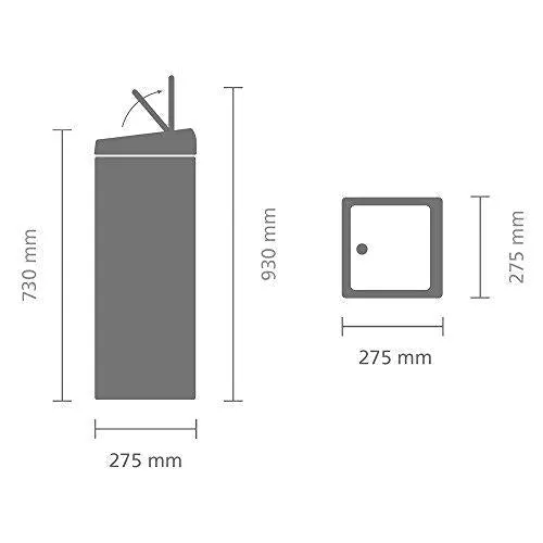 Brabantia Rectangular Touch Bin, 6 Gal / 25L, Matte Steel Finger Print Proof