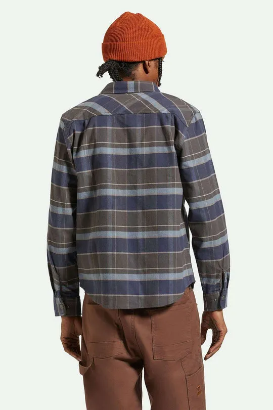 Brixton Builders Bowery Stretch Water Resistant L/S Flannel - WASHED NAVY/BLACK/CORONET BLUE