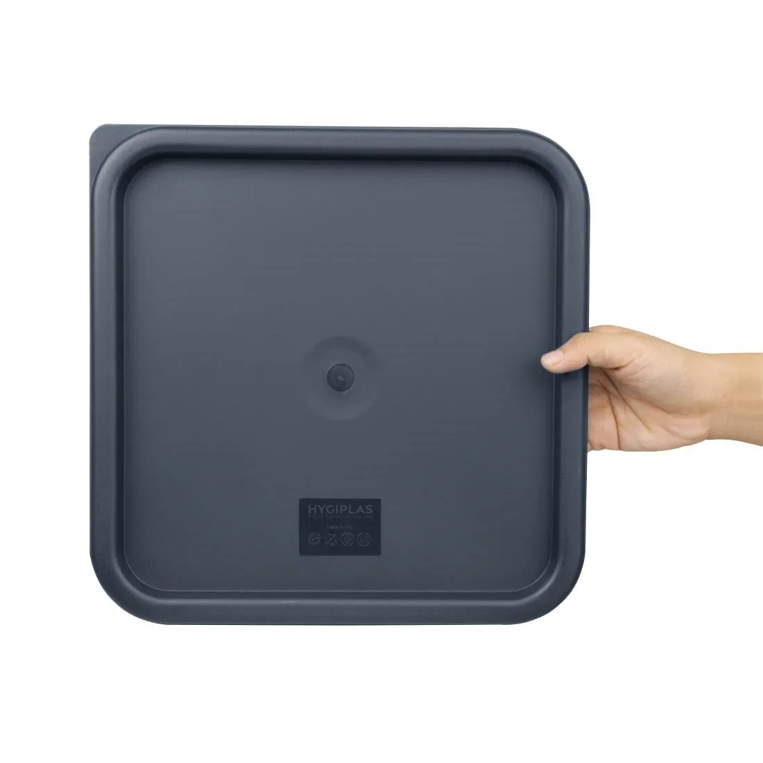 CF045 Vogue Polycarbonate Square Food Storage Container Lid Blue Large
