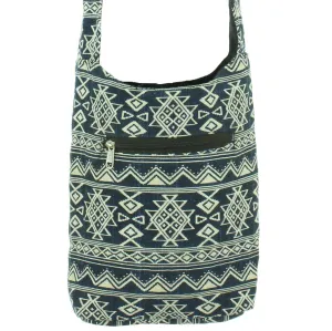 Cotton Canvas Sling Shoulder Bag - Aztec Navy