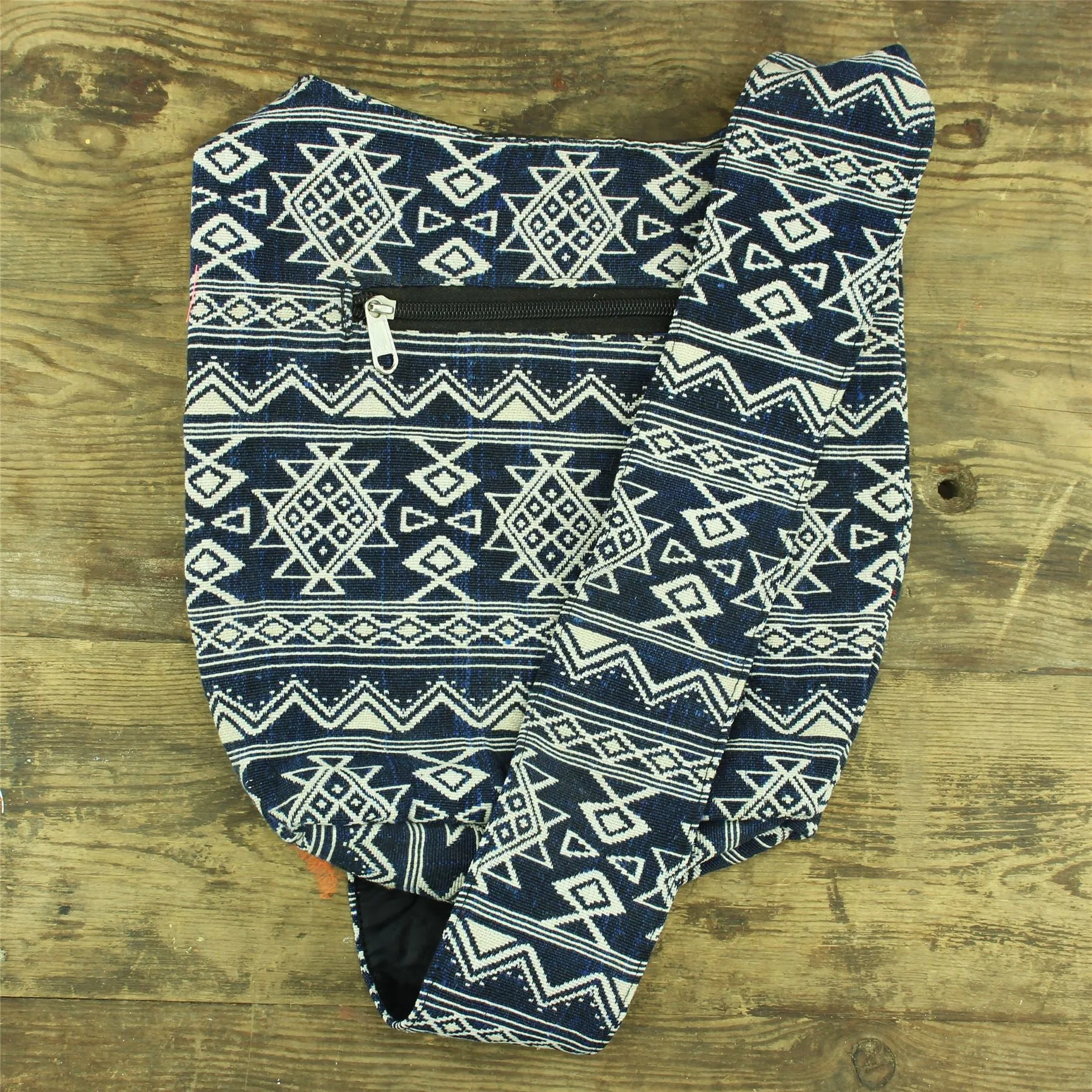 Cotton Canvas Sling Shoulder Bag - Aztec Navy