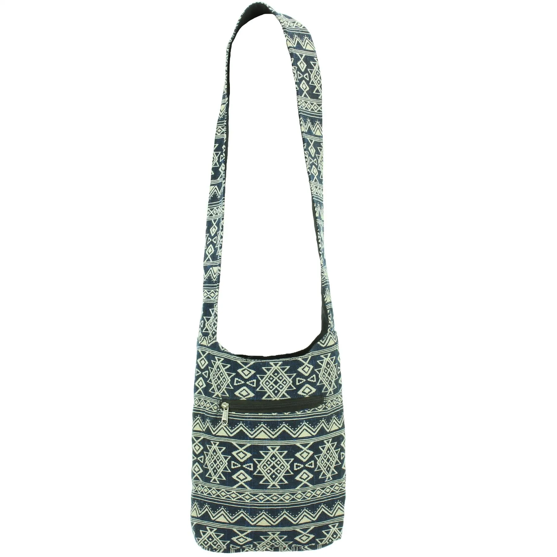 Cotton Canvas Sling Shoulder Bag - Aztec Navy
