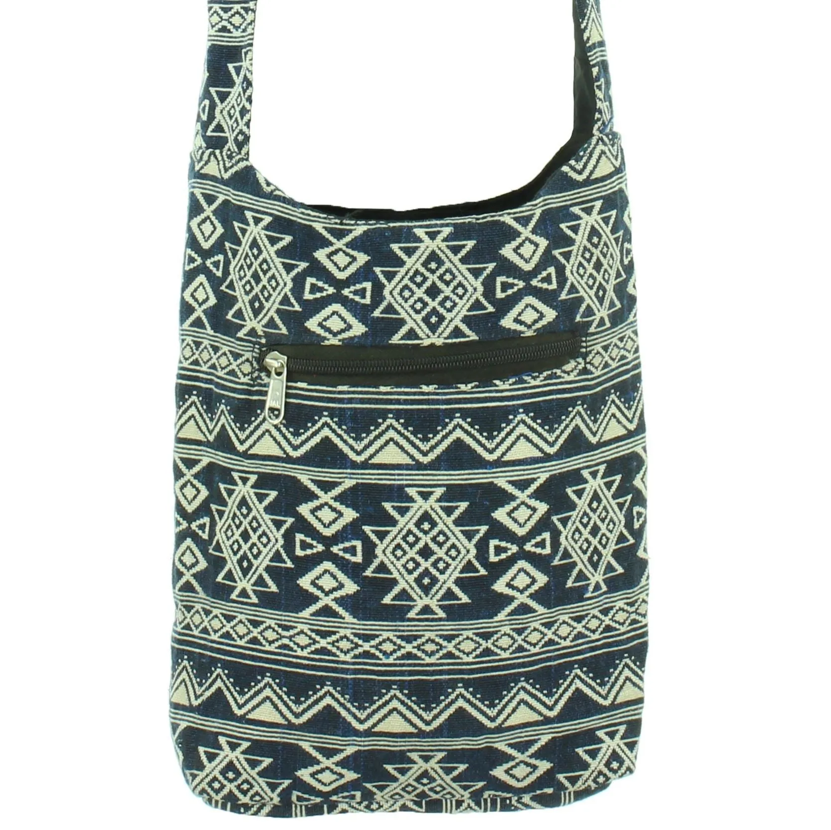 Cotton Canvas Sling Shoulder Bag - Aztec Navy