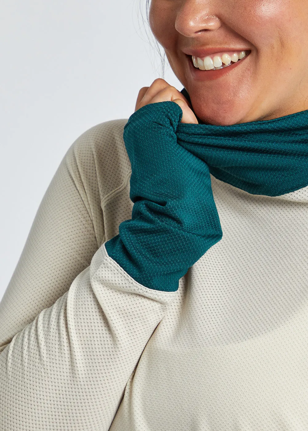 Flyout Mock Neck Long Sleeve