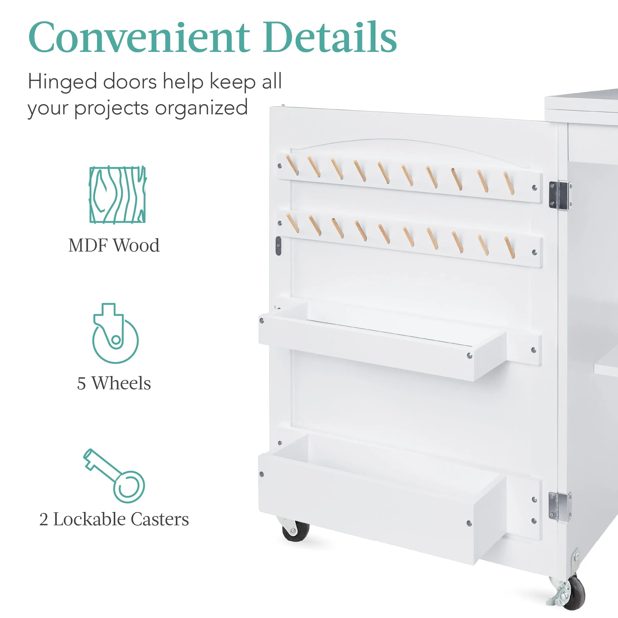 Folding Sewing Table Multipurpose Craft Station & Side Table w/ Wheels