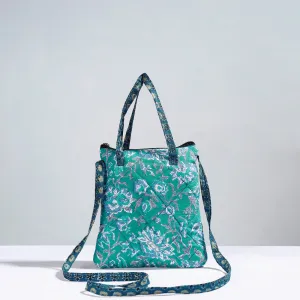 Green - Handmade Quilted Cotton Sling Bag 11