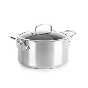 GreenPan Premiere 24cm Stock Pot with Lid, Stainless Steel [PFAS FREE]