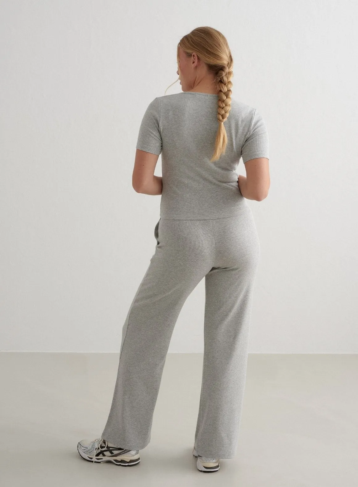 Grey Melange Ease Ribbed Short Sleeve