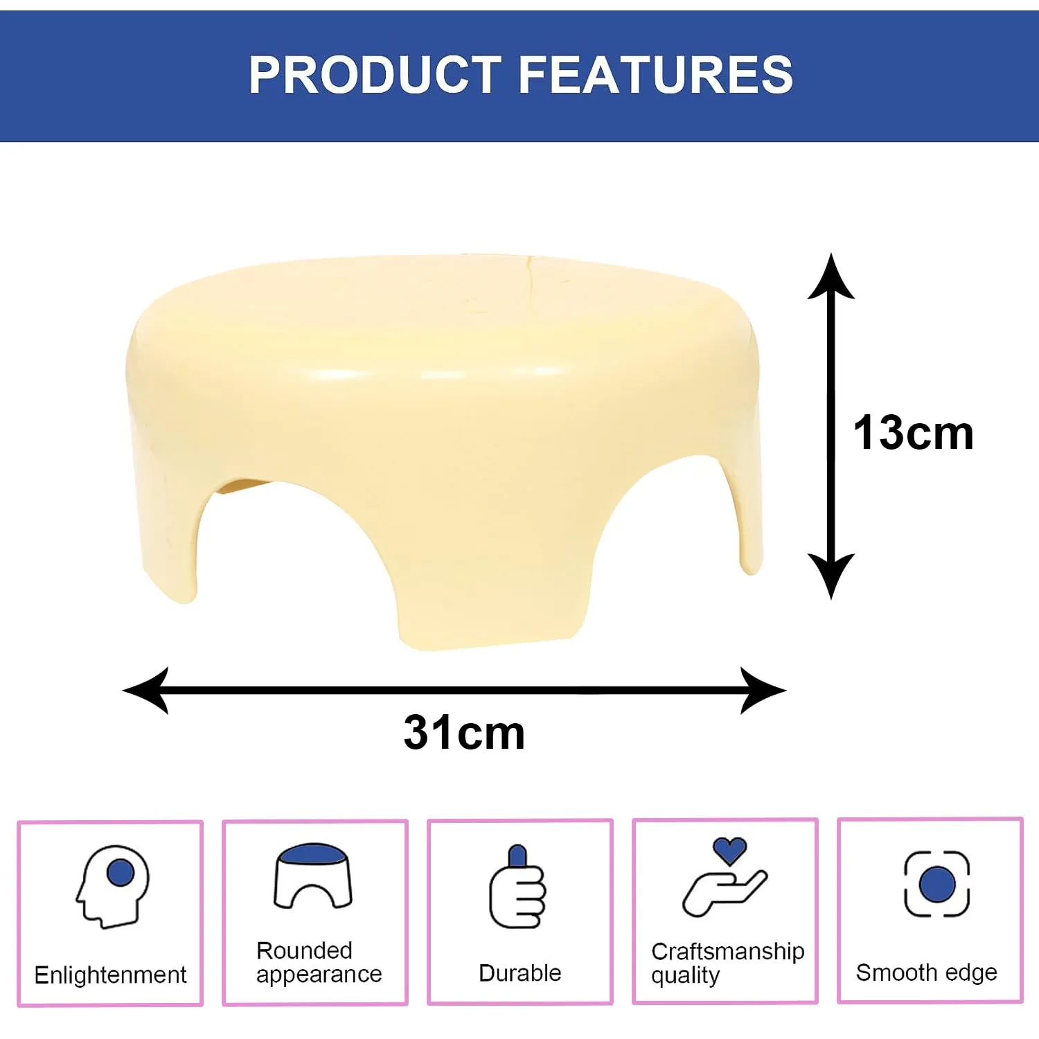 Heart Home Bathroom Stool | Plastic Bathroom Stool for Bathing | Bathroom Stool for Senior Citizen | Patla for Toilet | Sumo Stool | Pack of 2 | Cream