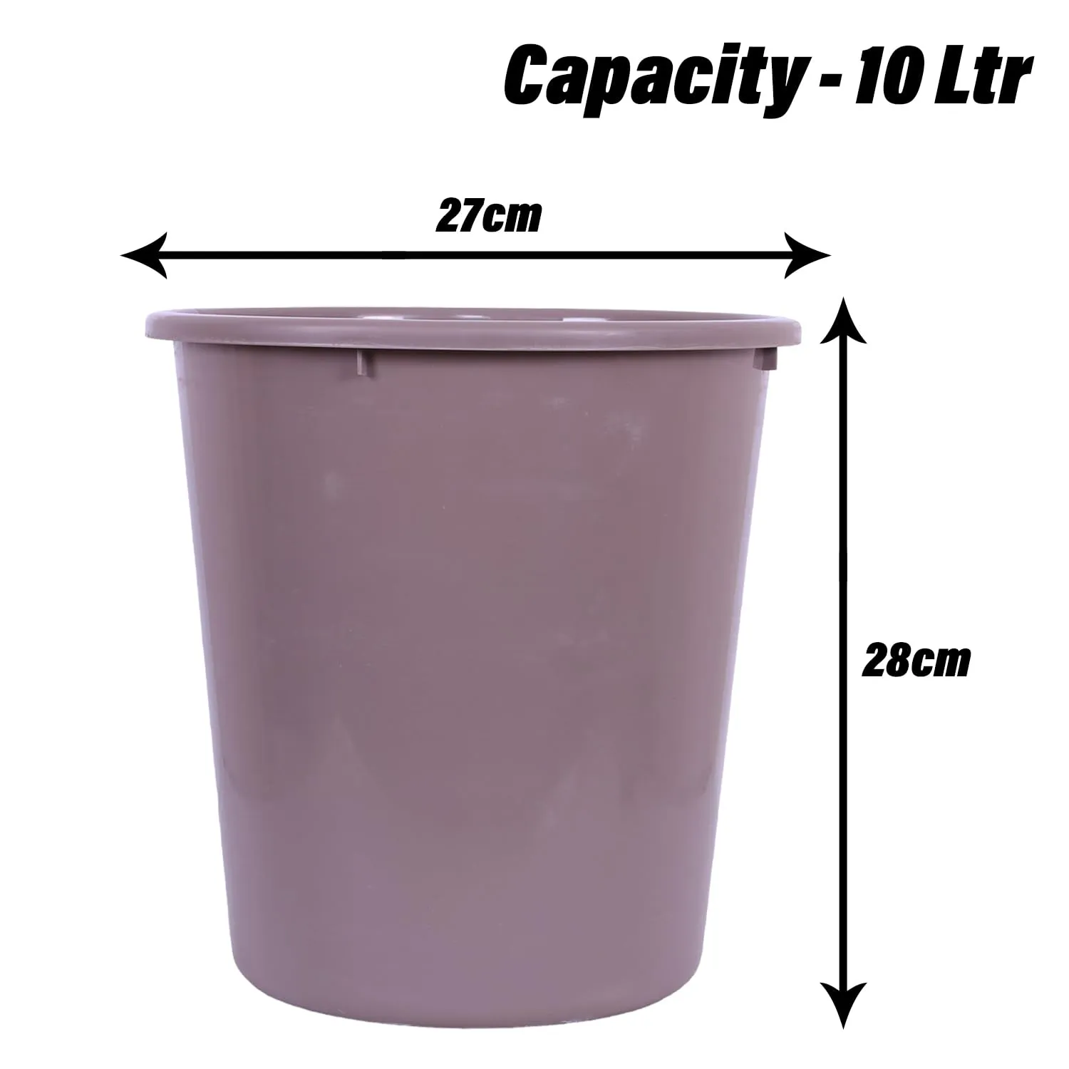 Heart Home Dustbin | Open Dustbin | Plastic Garbage Dustbin | Dustbin For Kitchen | Dustbin For Bathroom | Office Dustbin | Plain Sada Dustbin | 10 LTR | Pack of 2 | Brown