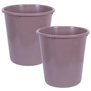 Heart Home Dustbin | Open Dustbin | Plastic Garbage Dustbin | Dustbin For Kitchen | Dustbin For Bathroom | Office Dustbin | Plain Sada Dustbin | 10 LTR | Pack of 2 | Brown