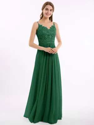 Lace and Chiffon Long Dresses with Spaghetti Straps Clearance