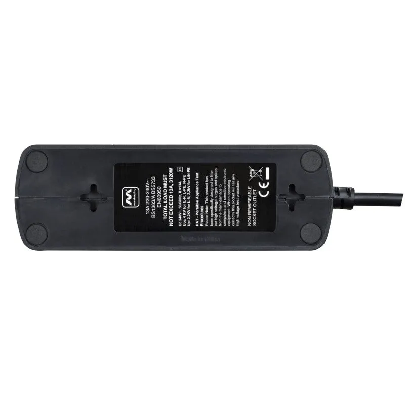 MasterPlug Socket Surge Protector 6-Way 2m SRGD62MB