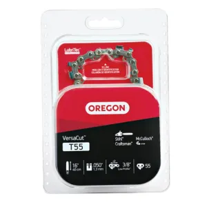 Oregon VersaCut T55 Chainsaw Chain, 16 in L Bar, 0.05 Gauge, 3/8 in TPI/Pitch, 55-Link :EA: QUANTITY: 1
