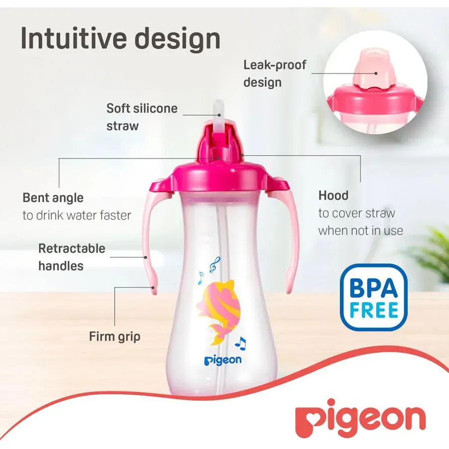 Pigeon Tall Straw Bottle (Pink)