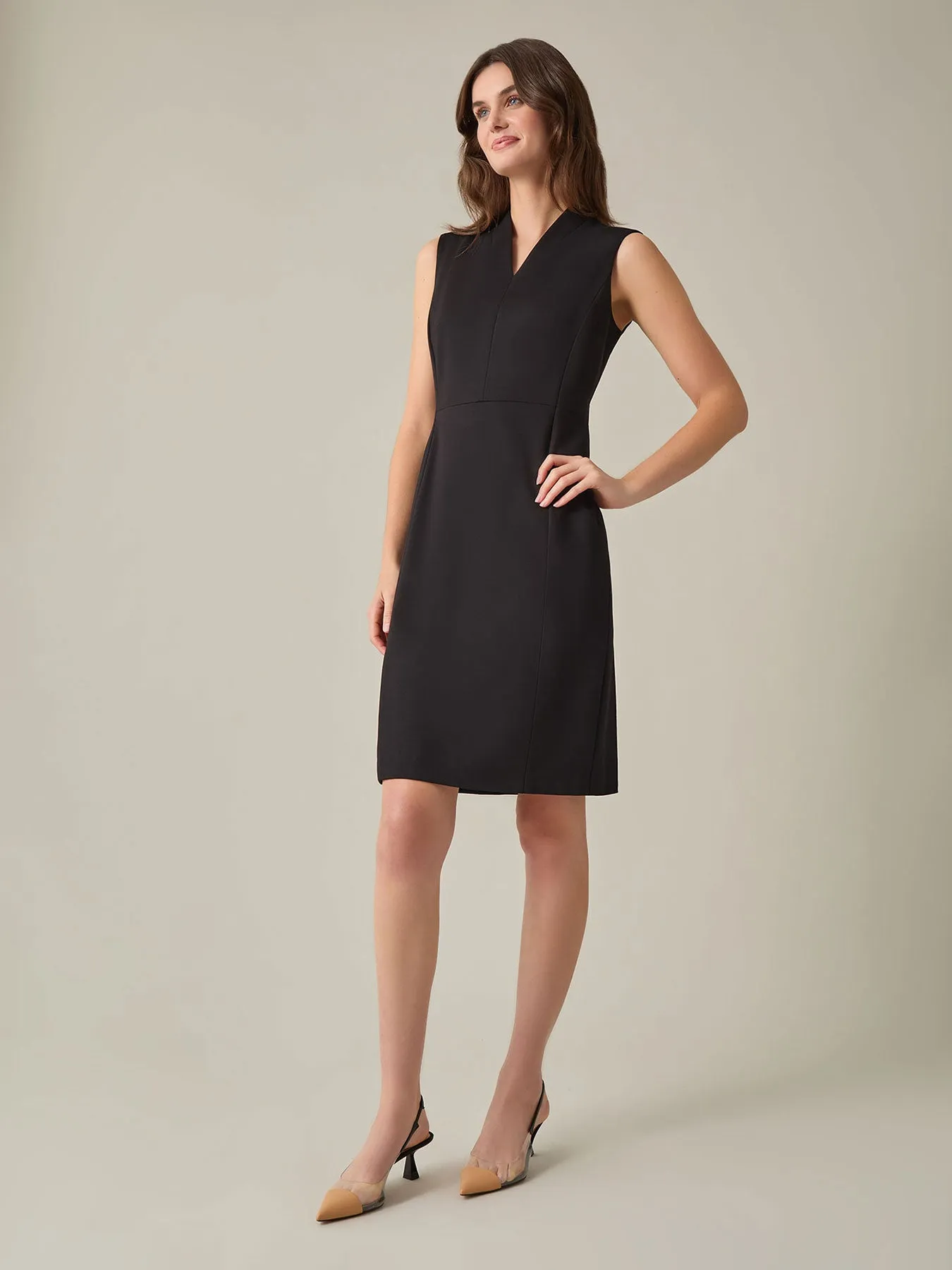 Plus V-Neck Sheath Dress, Compression