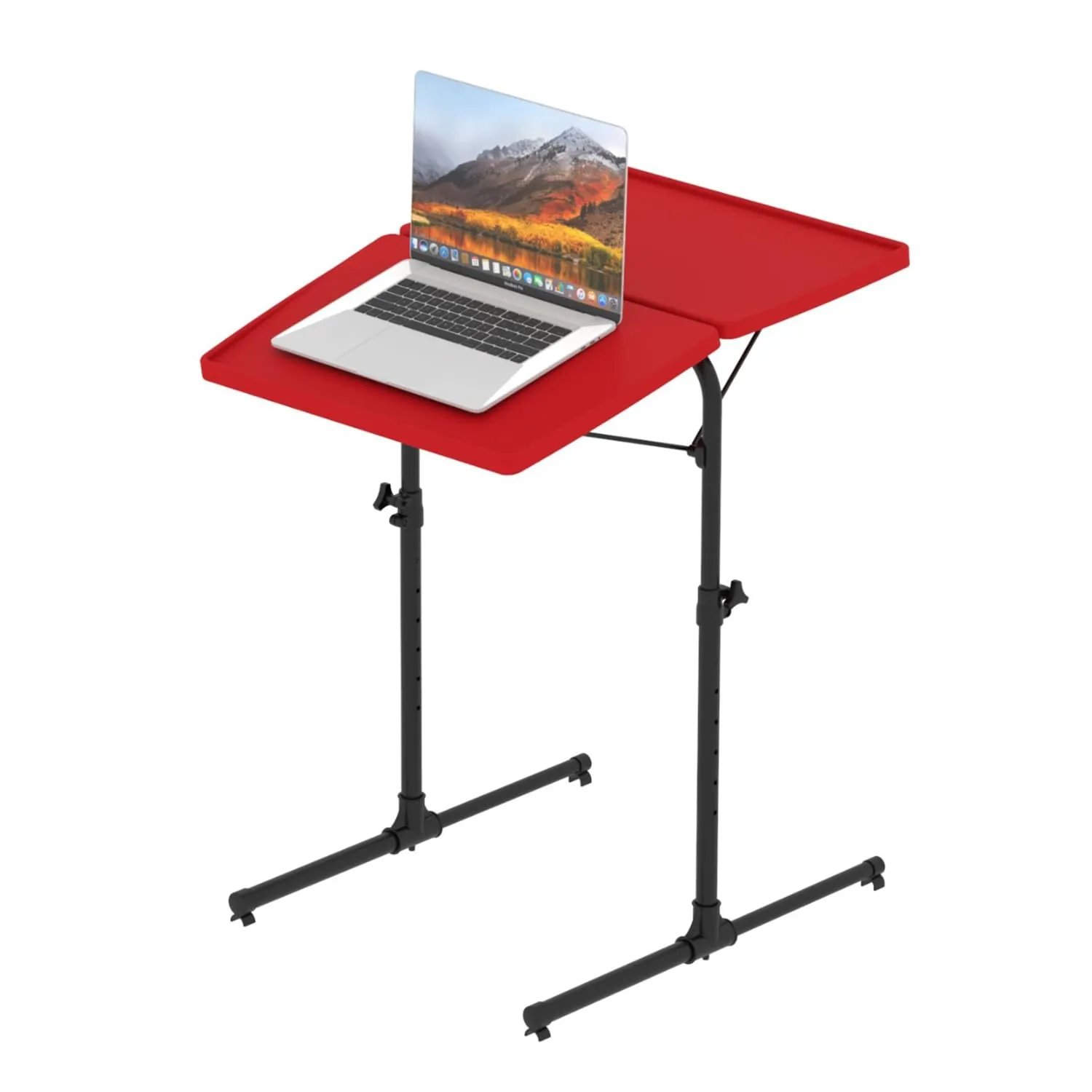 TABLE MAGIC 2.0 Double Top Laptop Table Mat Finish Top, Wider Workspace, Adjustable Height Lapdesk (Red)