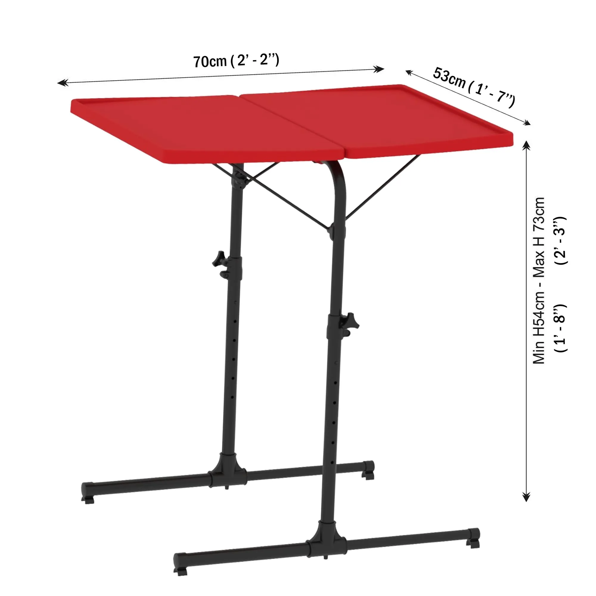 TABLE MAGIC 2.0 Double Top Laptop Table Mat Finish Top, Wider Workspace, Adjustable Height Lapdesk (Red)