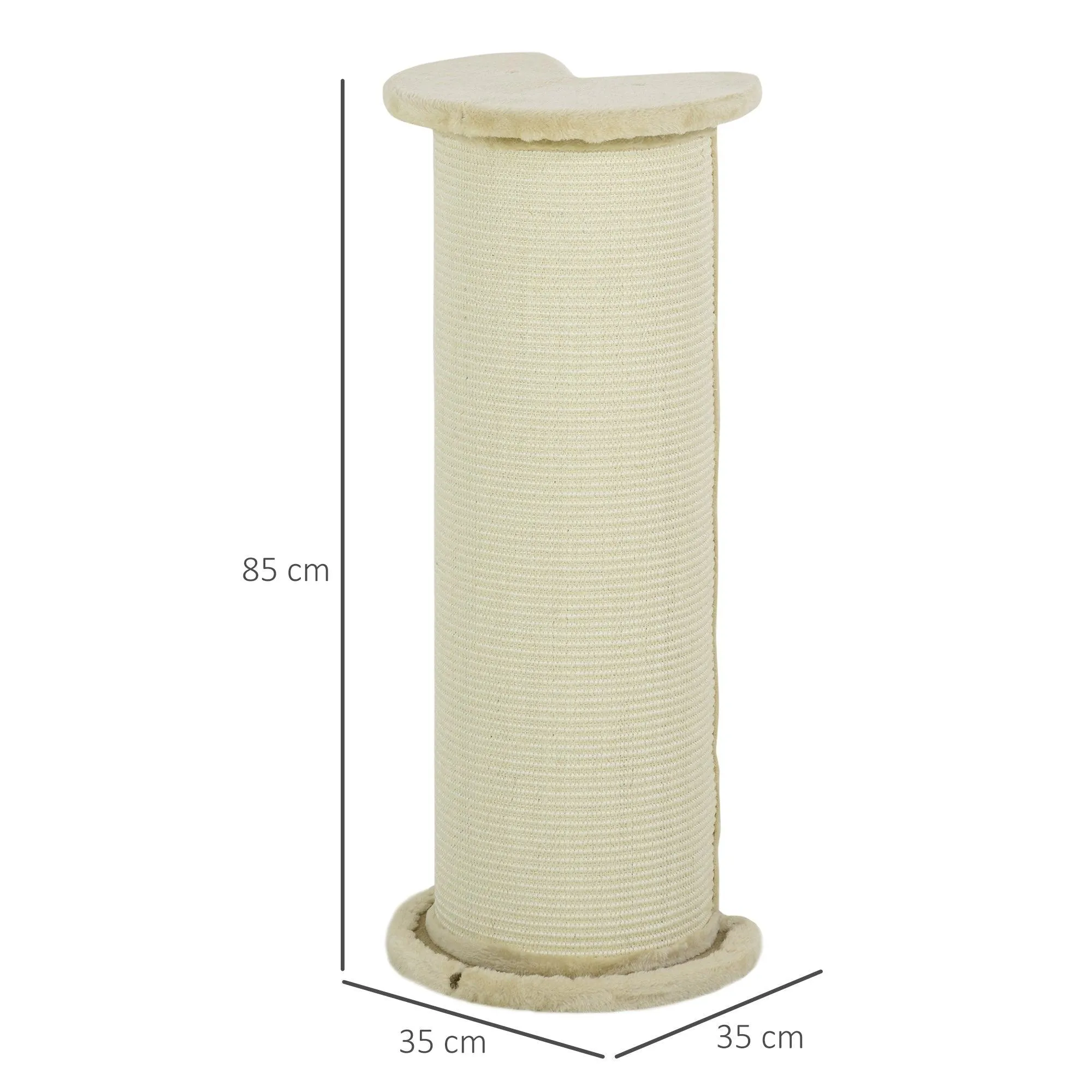 Tall Cat Scratching Post with Sisal Rope, Soft Plush Cover, 85cm - Beige