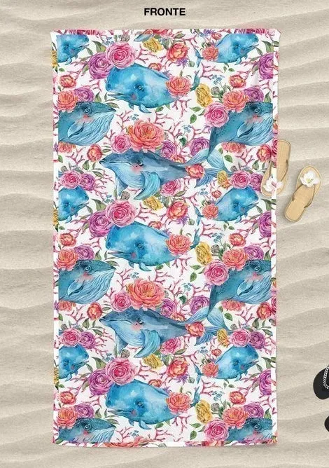 Telo mare doubleface Daunex misura 100 x 170 cm fantasia blue-whale
