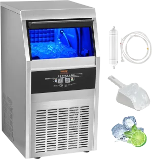 Vevor Commercial Ice Maker 90 Lbs/Day with 24 Lbs Storage Capacity LED Digital Display New