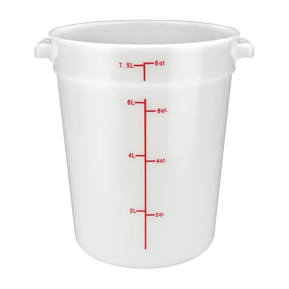Winco PPRC-8W 8 Qt White Polypropylene Round Storage Container