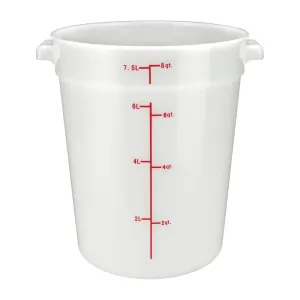 Winco PPRC-8W 8 Qt White Polypropylene Round Storage Container