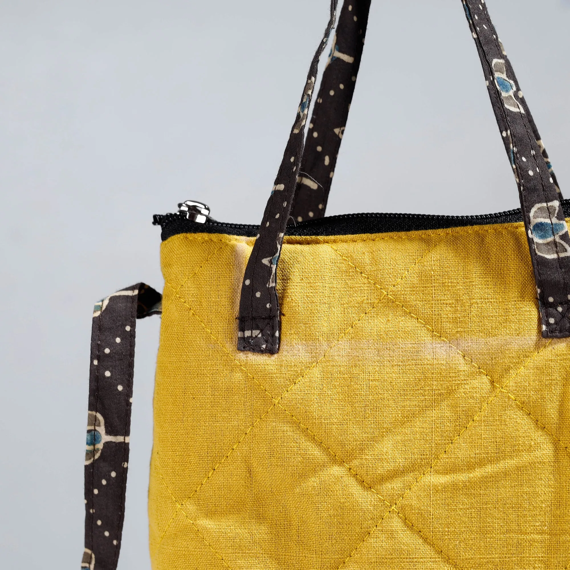 Yellow - Handmade Quilted Cotton Sling Bag 02