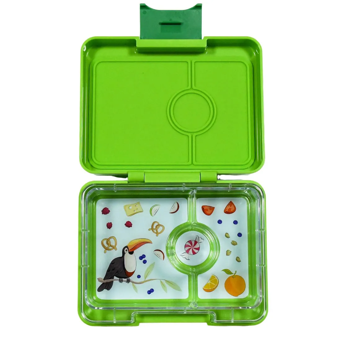 Yumbox Mini Snack 3-Compartment Lunch Box - Lime Green Toucan